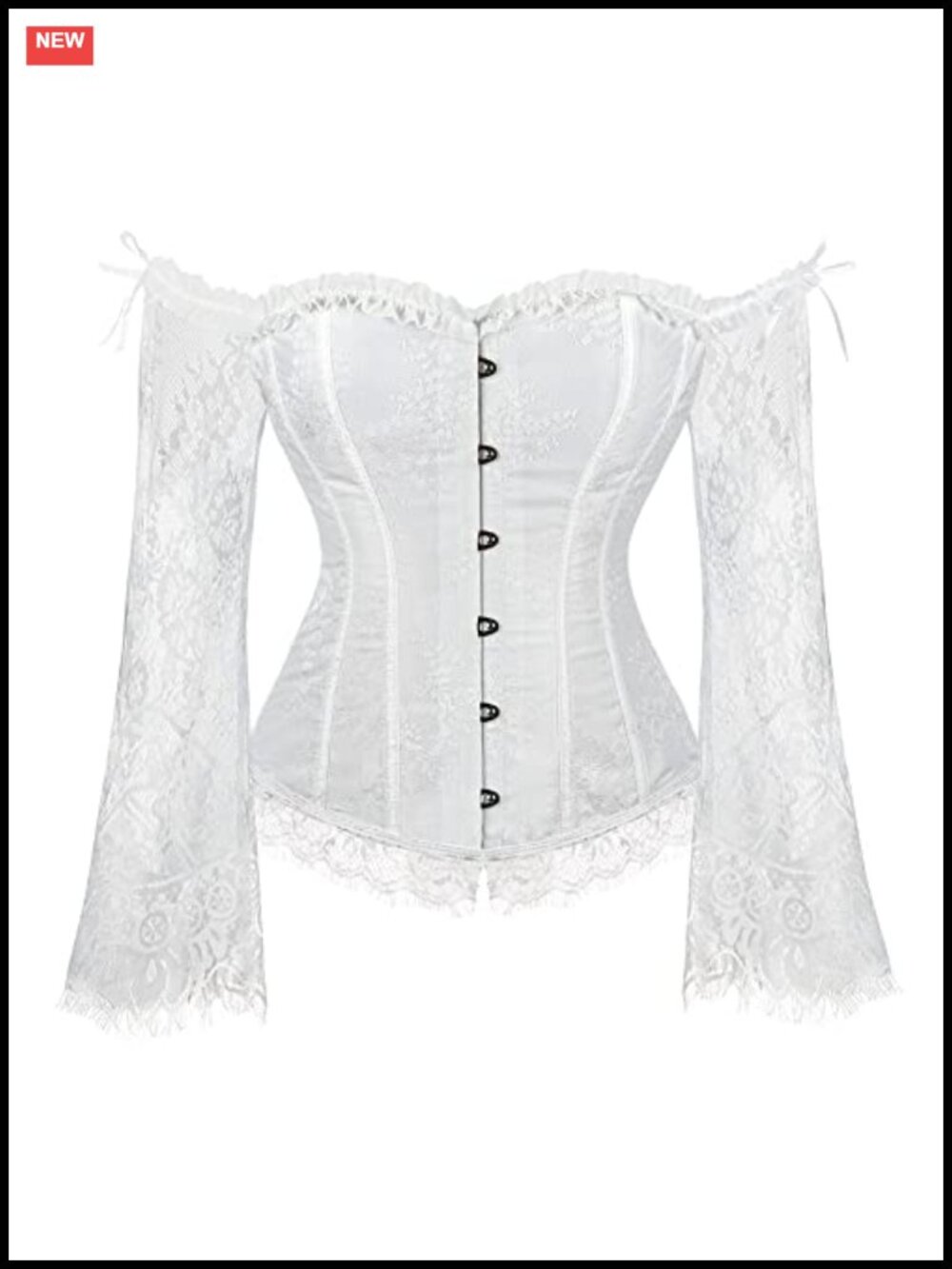 SZIVYSHI Off Shoulder Lace Sleeve Corset Top Bustier Women's